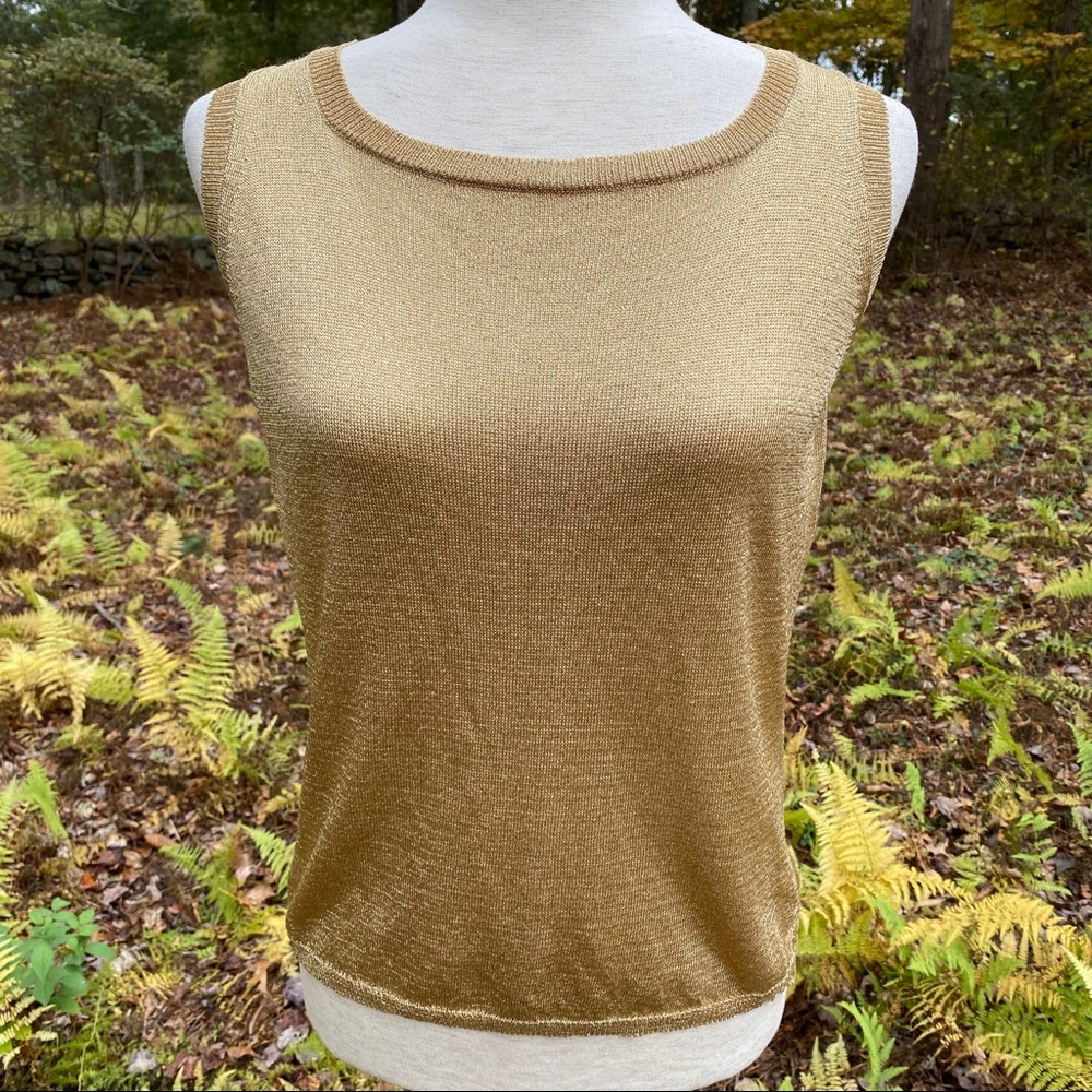 DONCASTER TOP TANK GOLD METALLIC KNIT SLEEVELESS size M